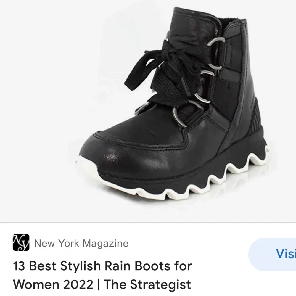 NEW SOREL Kinetic Short Lace Boots Black Waterproof Winter Boot Fleece Lined 10